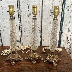 Vintage Crystal and Brass Table Lamp